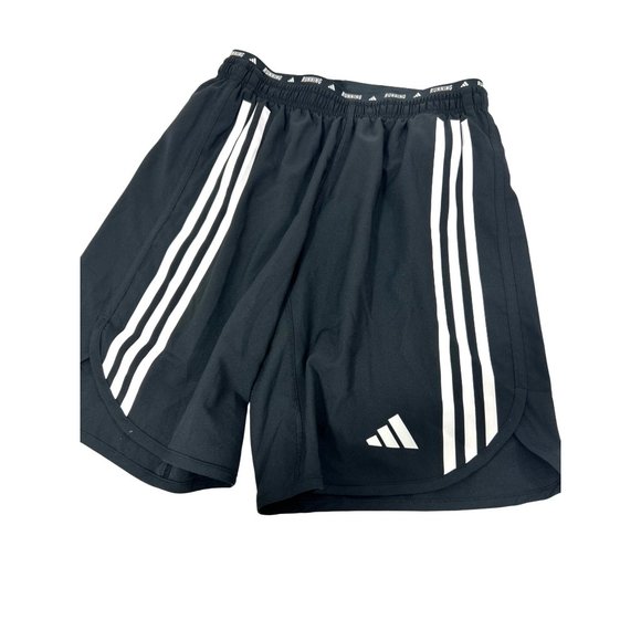 Adidas Men’s Running Shorts Black White Triple Stripes S 9” Back Zip Pocket Logo - Picture 8 of 16
